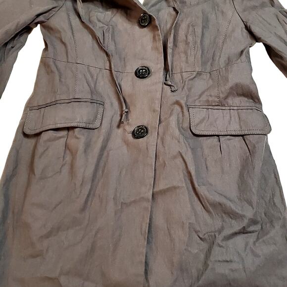 Ann Taylor Loft Long Lined Ruffle Collar Women's Button Sz S Petite Jacket - Picture 12 of 13